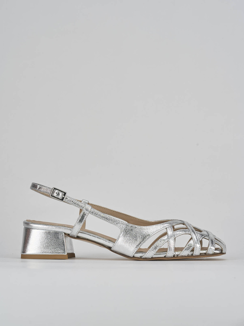 Sandalias de tacón alto tacón 5 cm plata cuero
