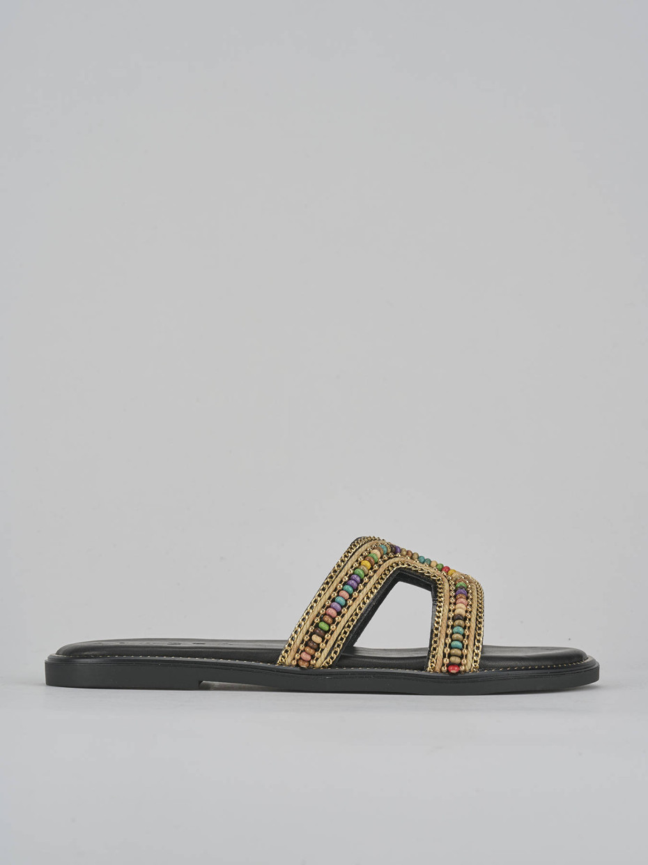 Slippers heel 1 cm black leather