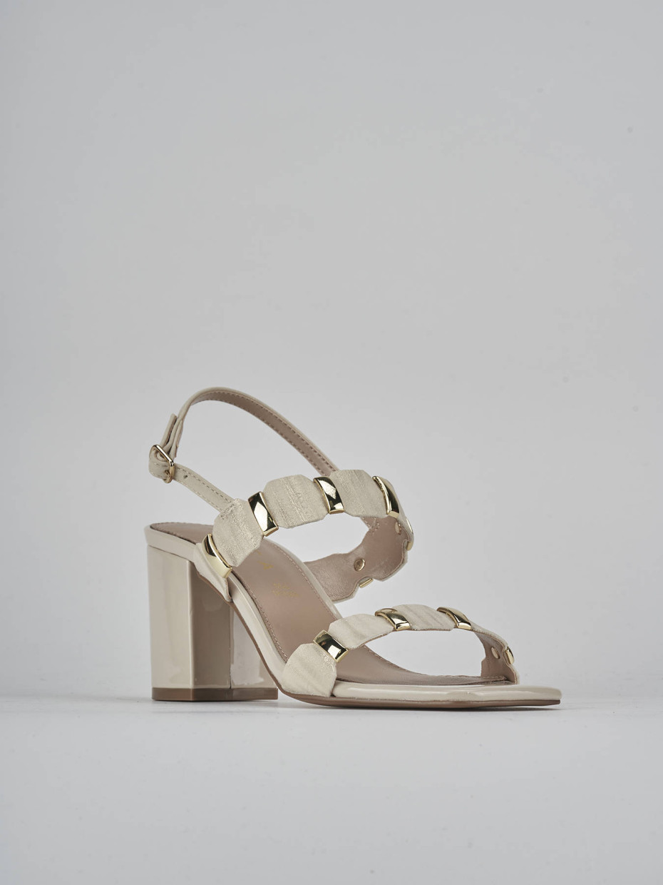 Sandalias de tacón alto tacón 8 cm beis cuero