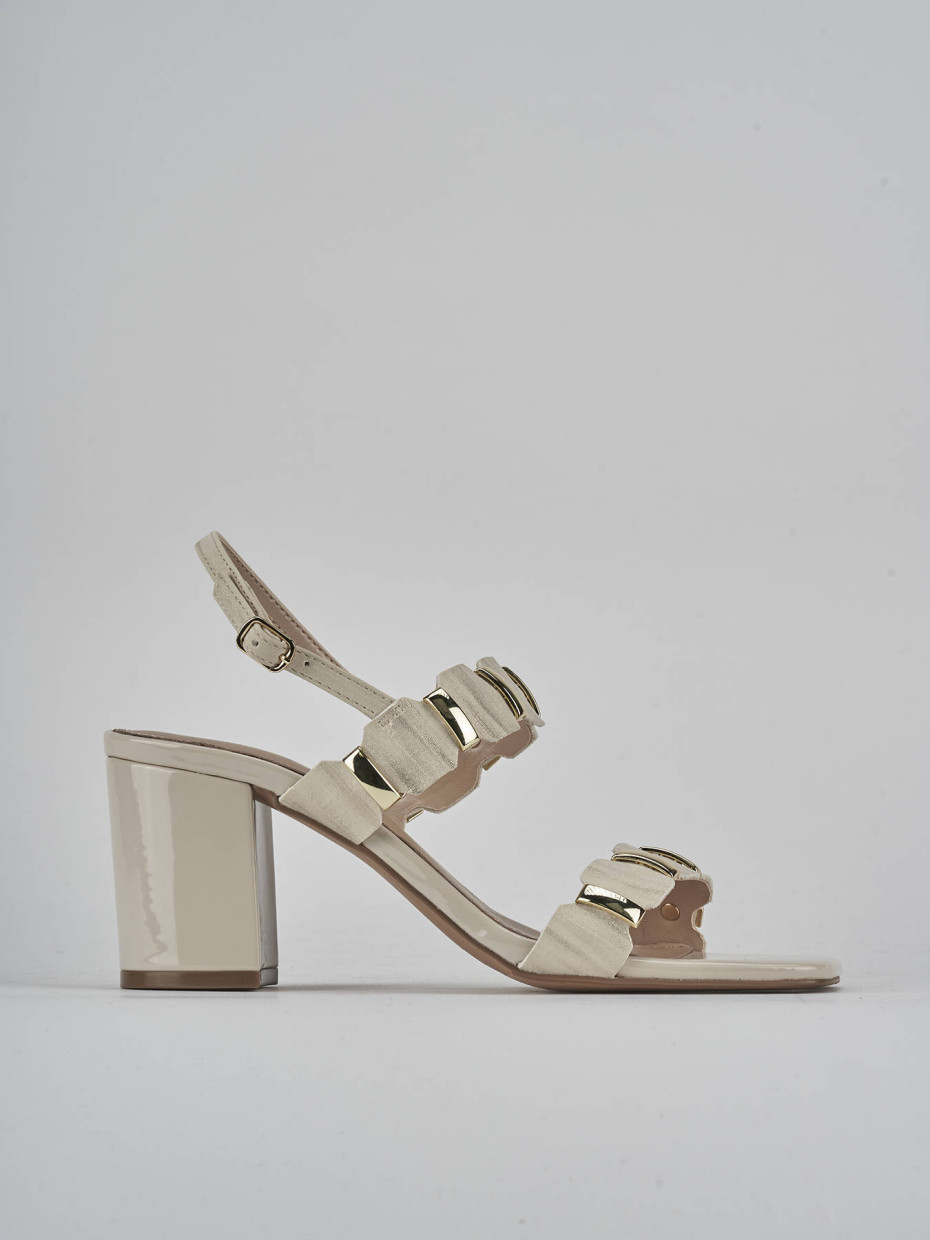 Sandalias de tacón alto tacón 8 cm beis cuero