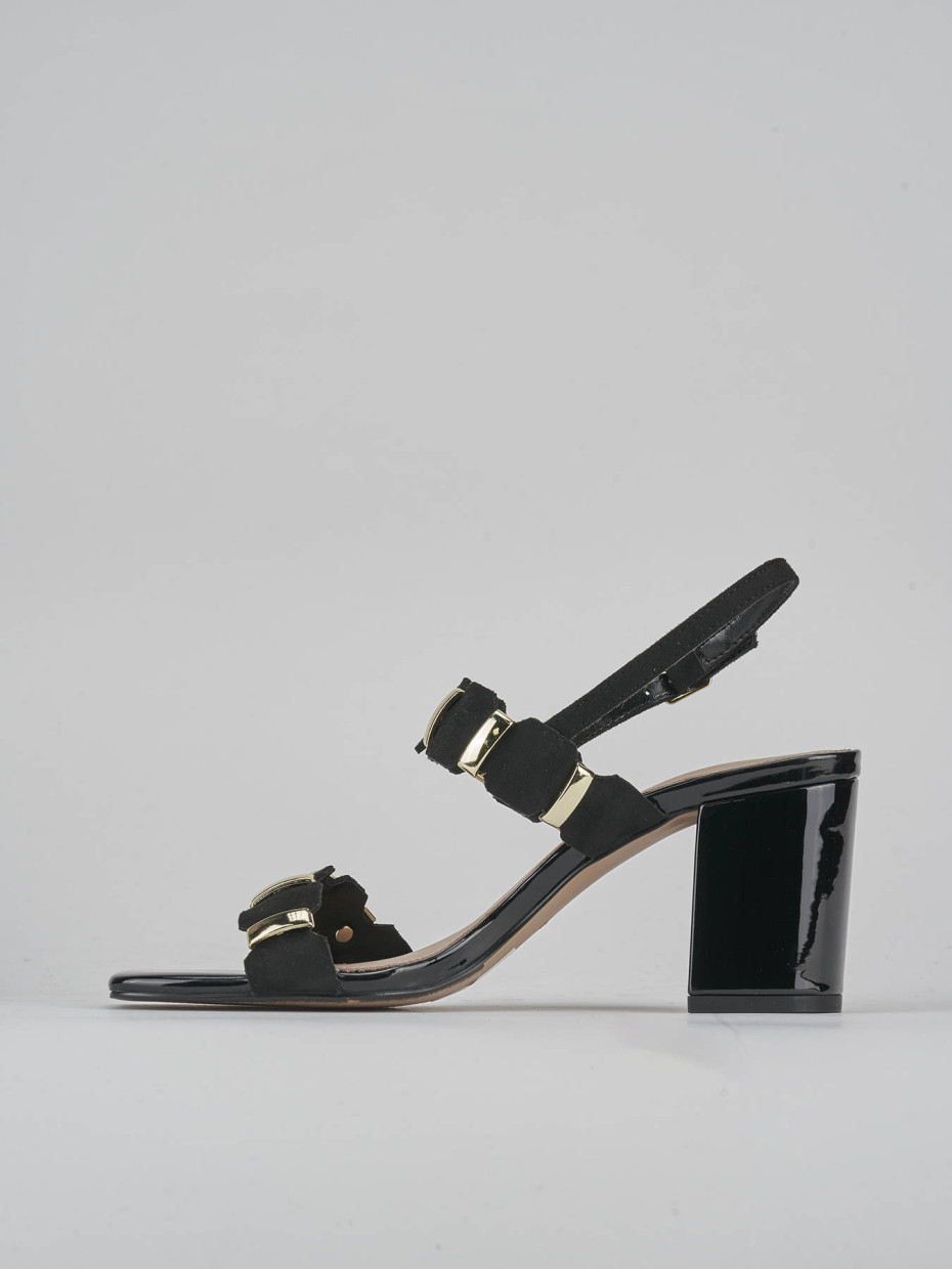 Sandalias de tacón alto tacón 8 cm negro cuero