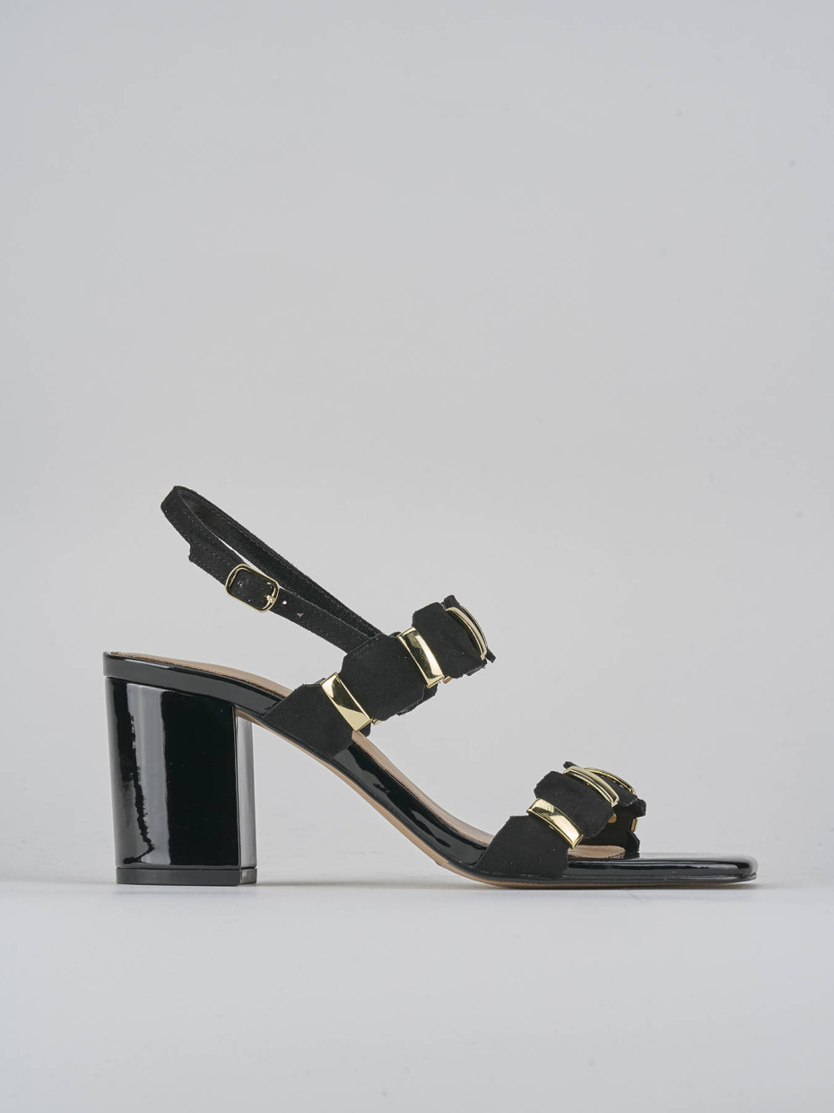 Sandalias de tacón alto tacón 8 cm negro cuero