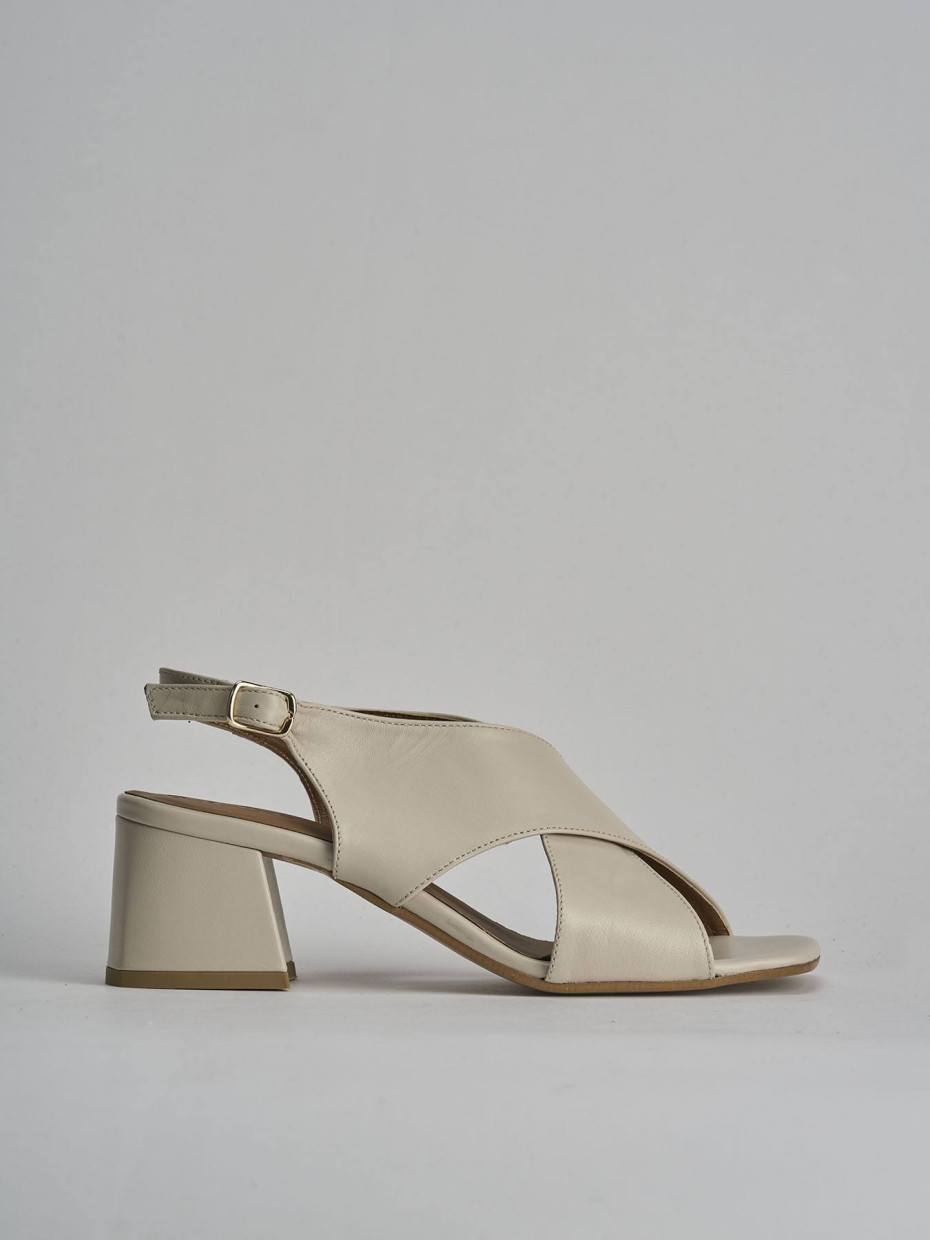 Sandalias de tacón alto tacón 5 cm blanco cuero
