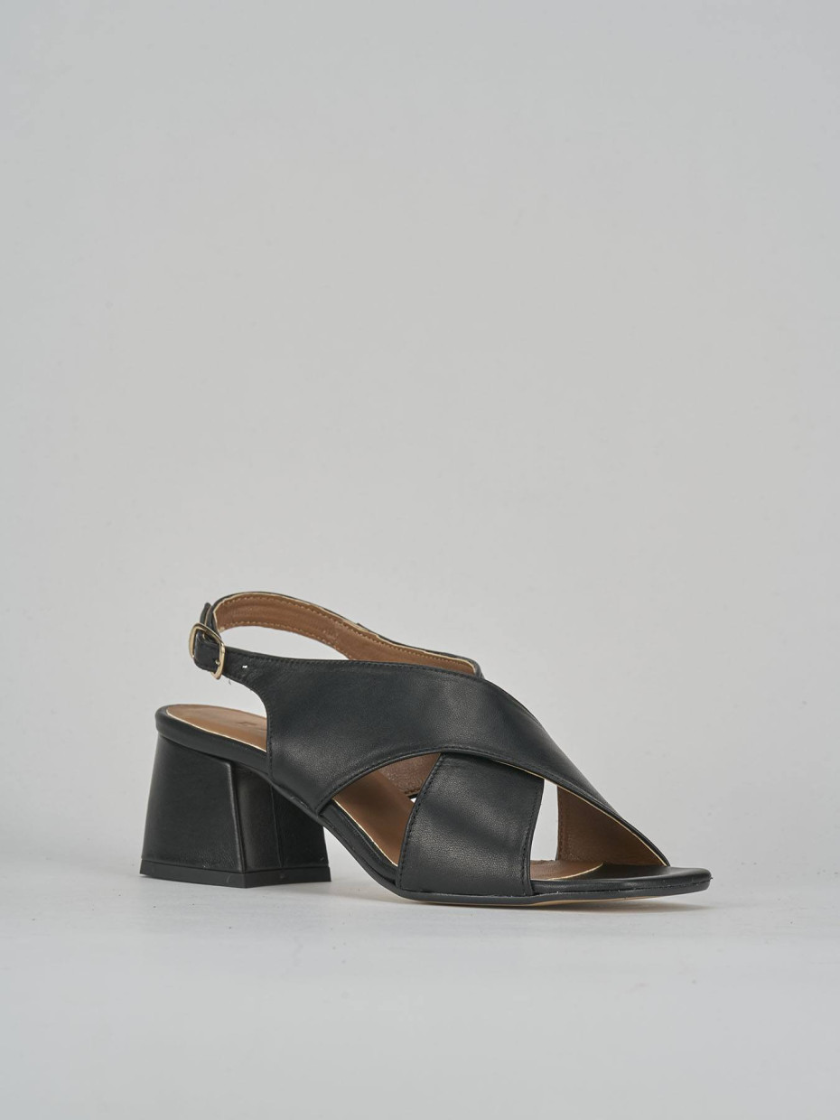Sandalias de tacón alto tacón 5 cm negro cuero