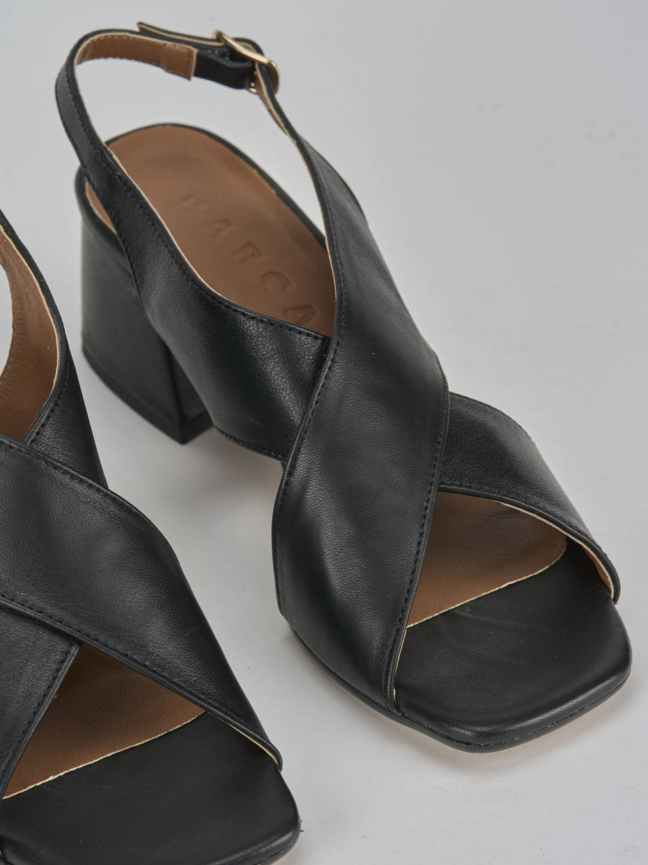 Sandalias de tacón alto tacón 5 cm negro cuero