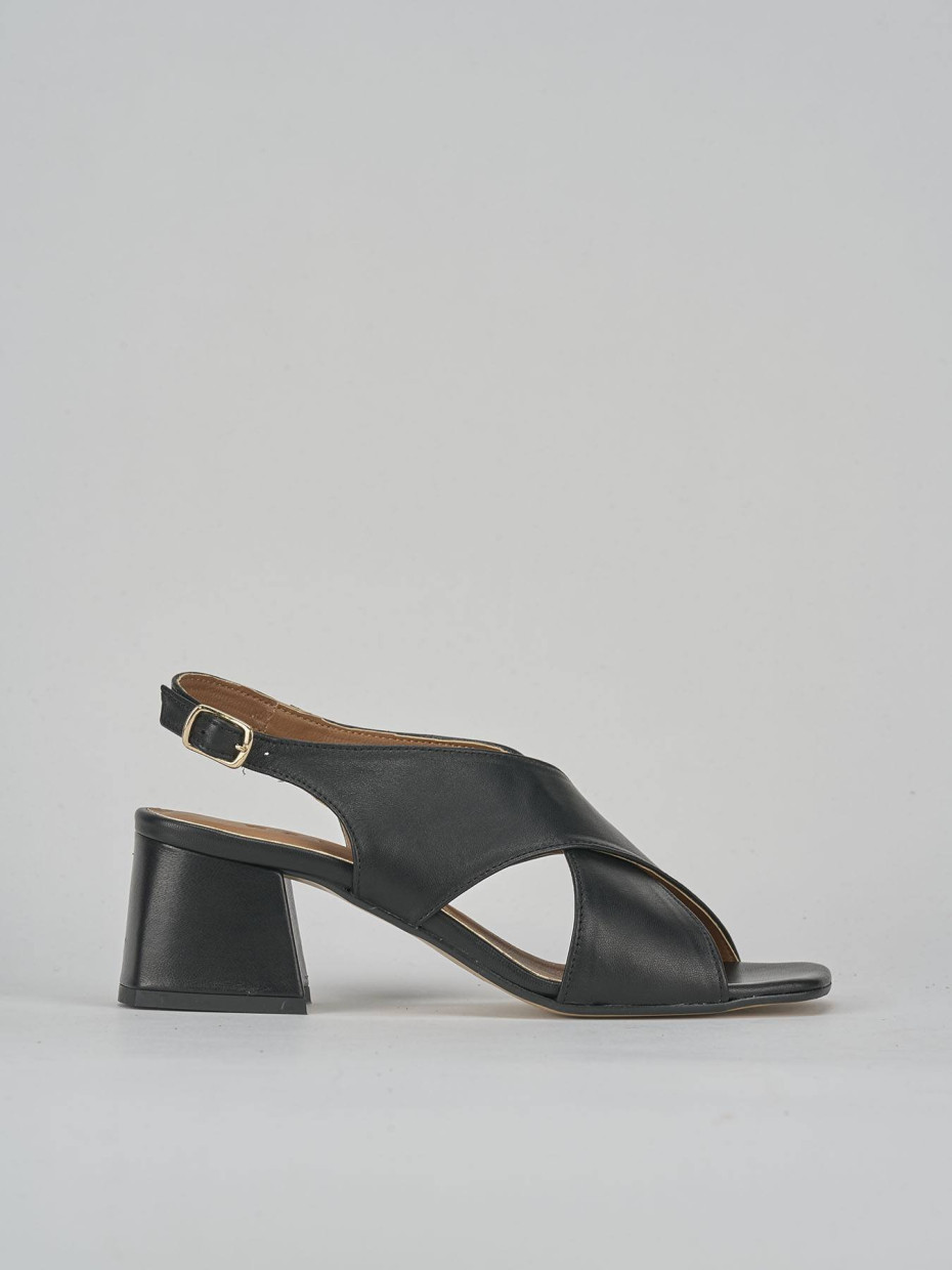 Sandalias de tacón alto tacón 5 cm negro cuero