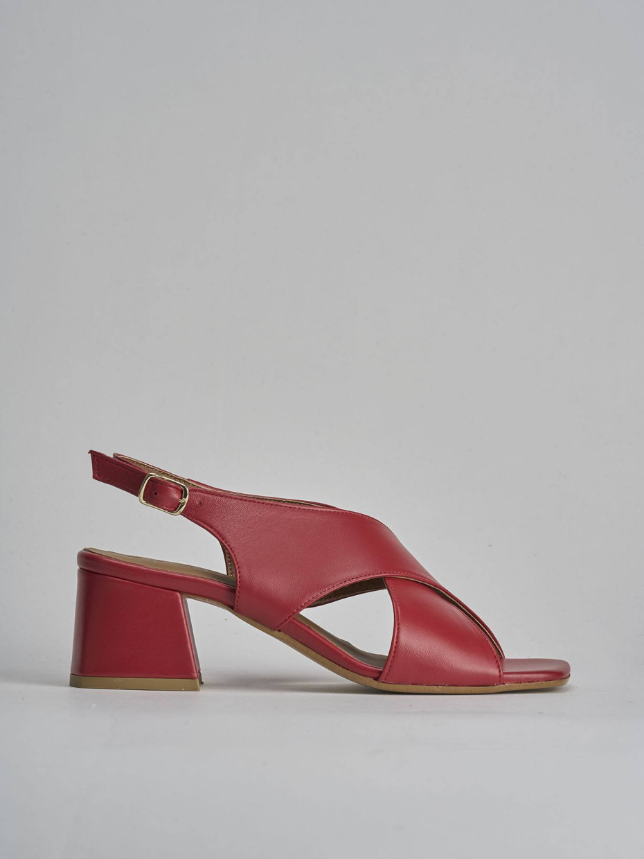 Sandalias de tacón alto tacón 5 cm rojo cuero