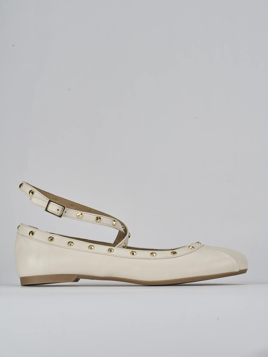 Bailarinas tacón 1 cm blanco cuero