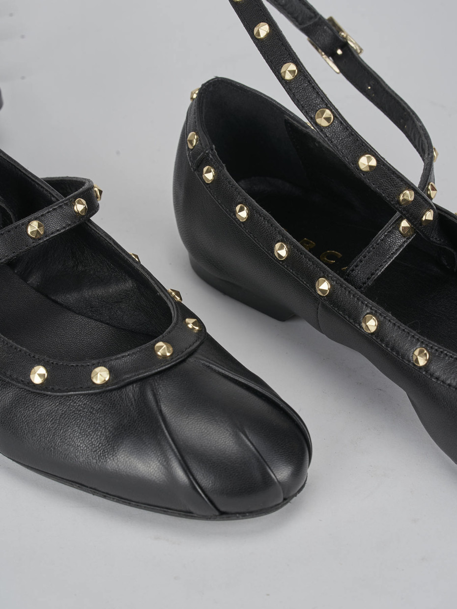 Bailarinas tacón 1 cm negro cuero