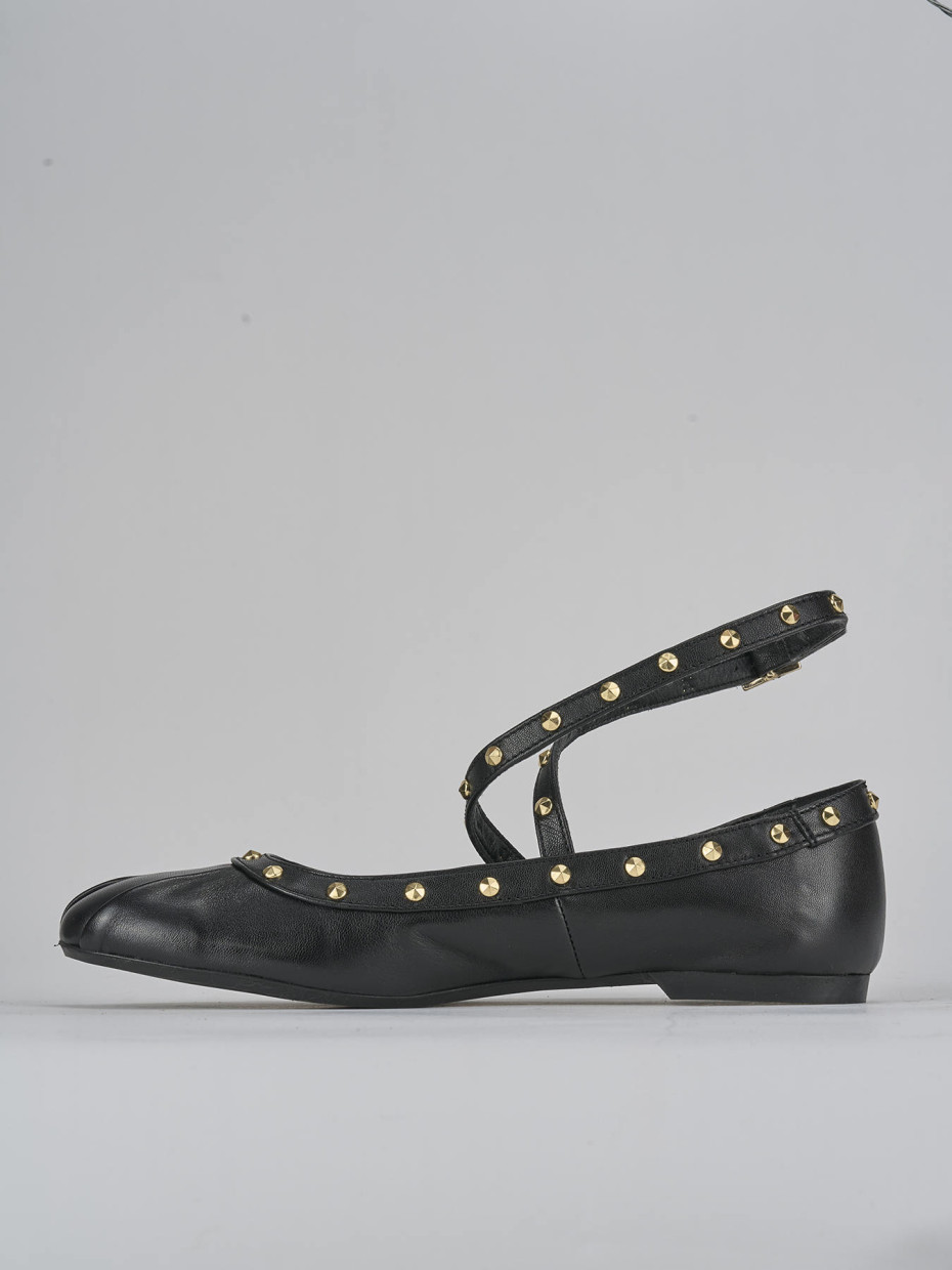 Bailarinas tacón 1 cm negro cuero
