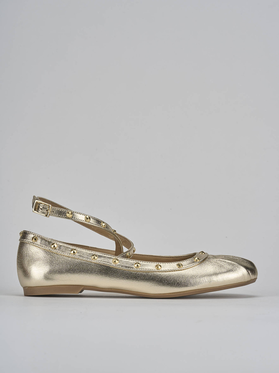 Bailarinas tacón 1 cm oro cuero
