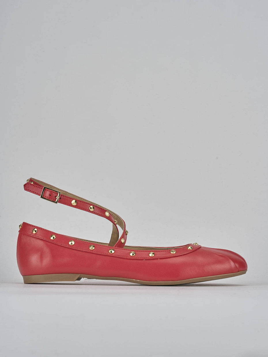 Bailarinas tacón 1 cm rojo cuero