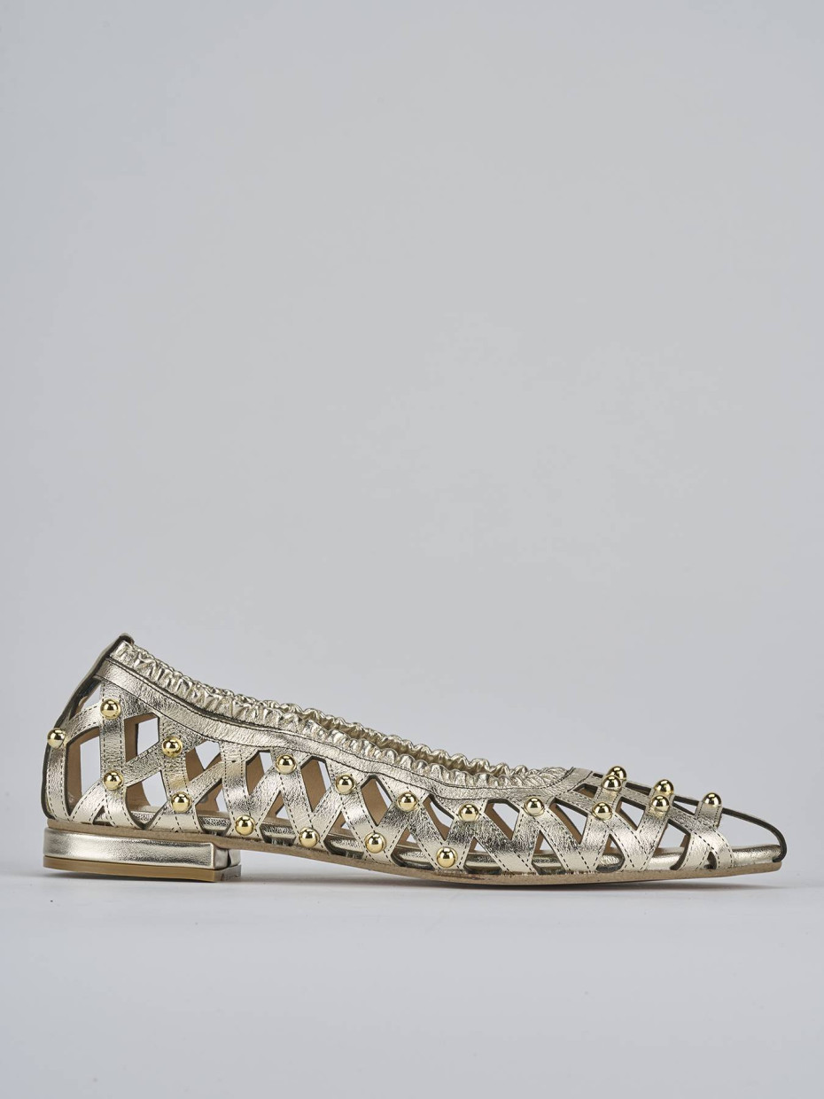 Bailarinas tacón 2 cm oro laminado