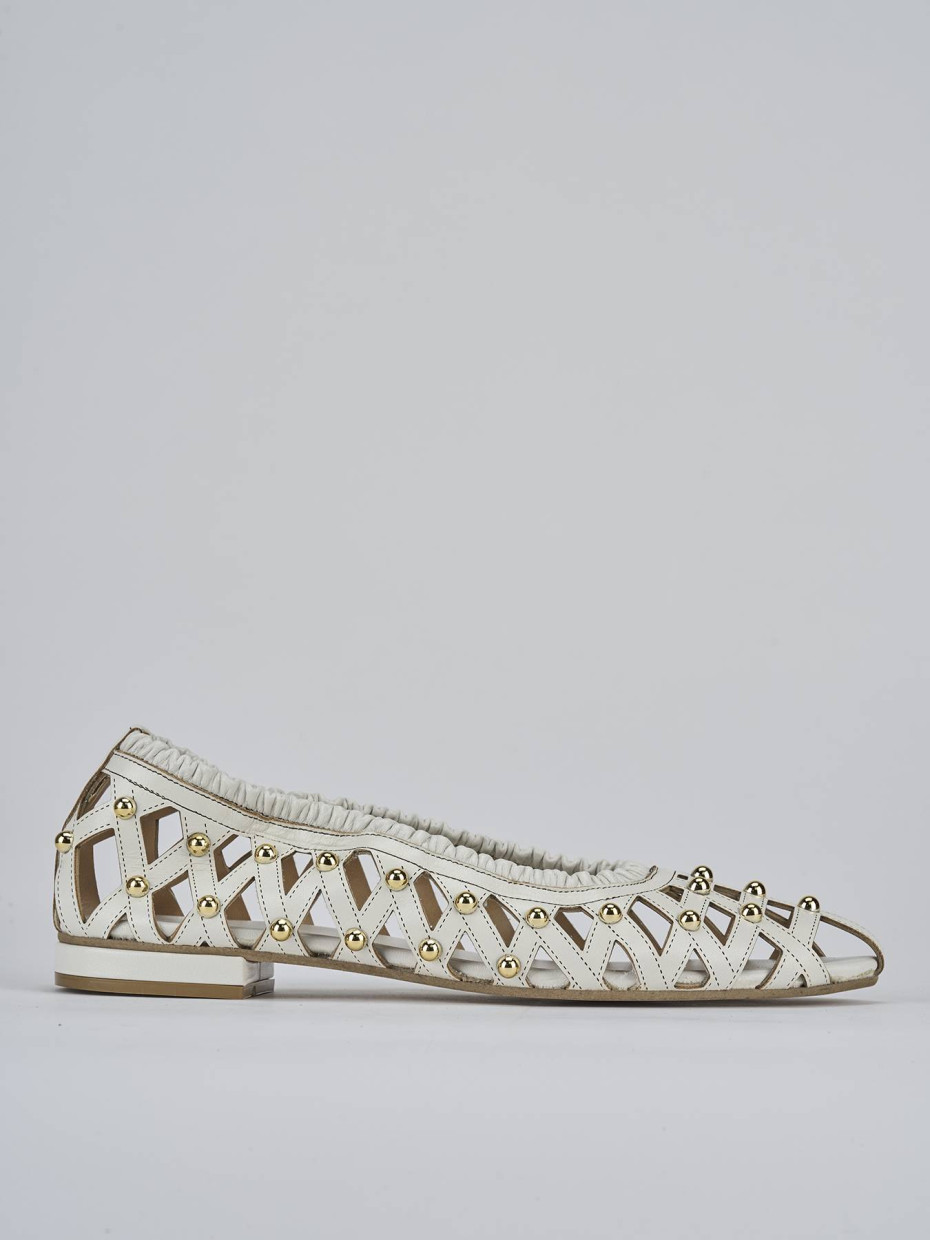 Bailarinas tacón 2 cm blanco cuero