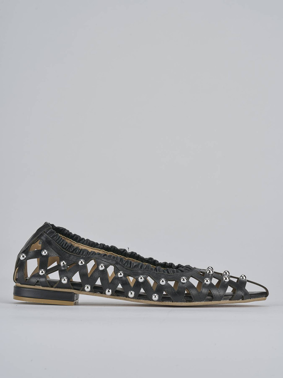Bailarinas tacón 2 cm negro cuero