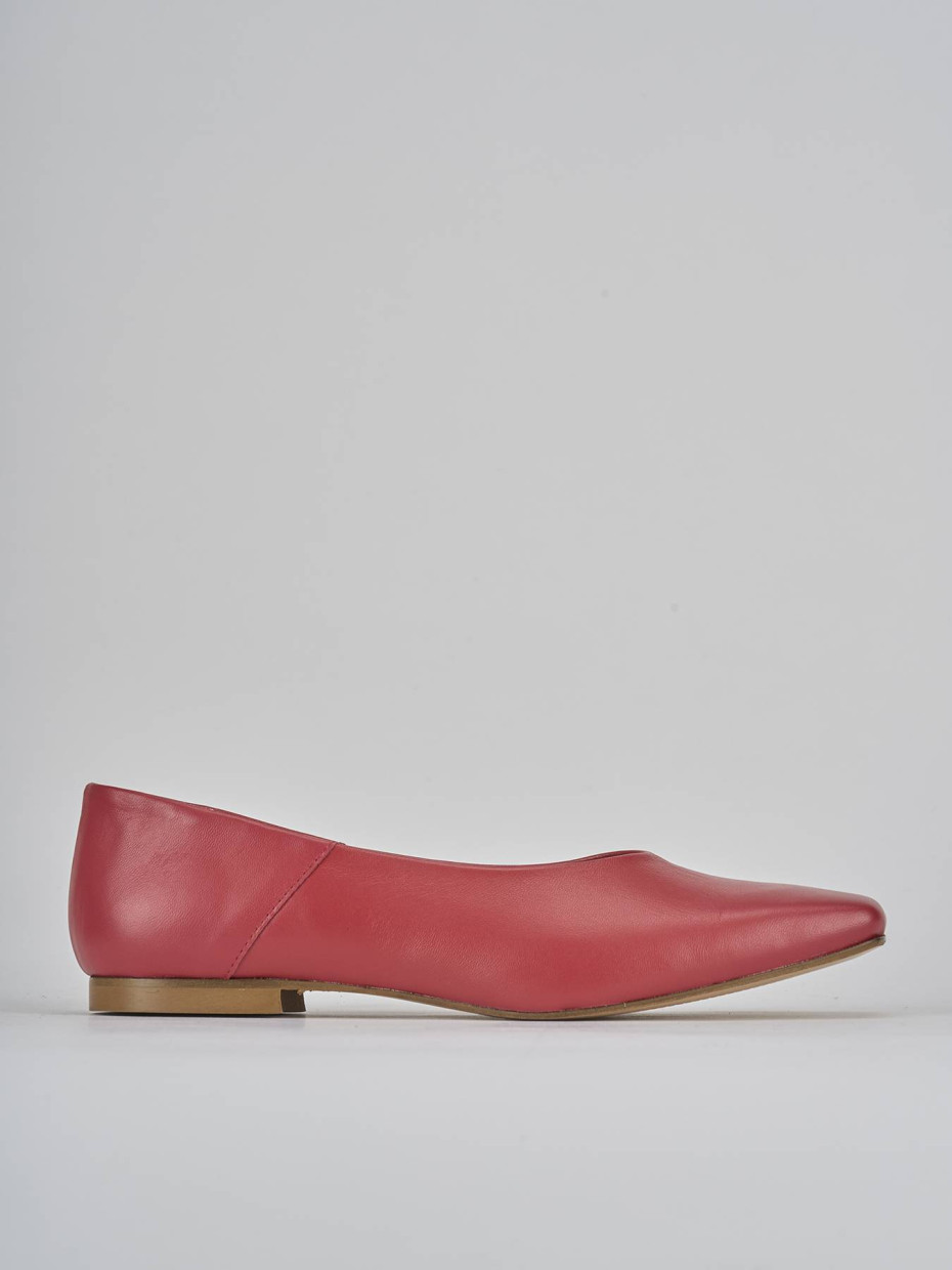 Bailarinas tacón 1 cm rojo cuero