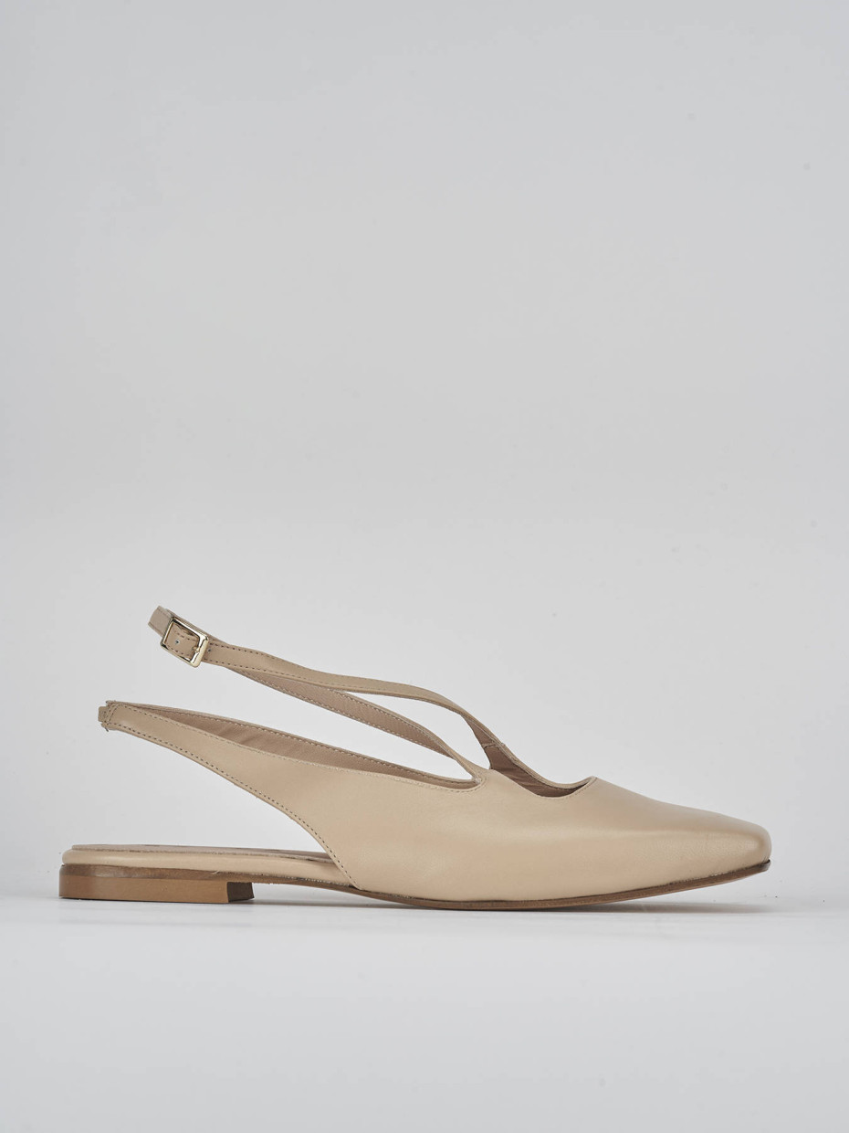 Bailarinas tacón 1 cm beis cuero