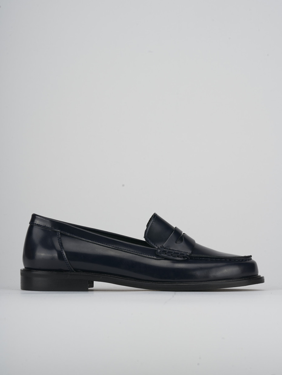 Mocasines tacón 2 cm azul cuero