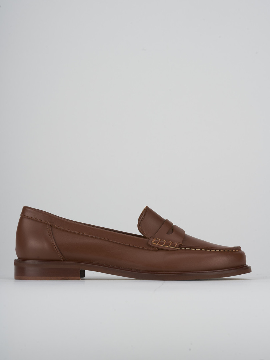 Mocasines tacón 2 cm marrón cuero