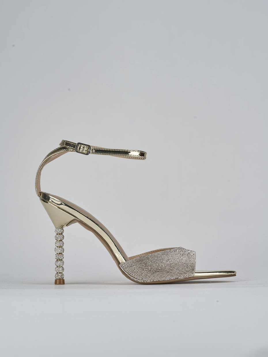 Sandalias de tacón alto tacón 9 cm oro cuero