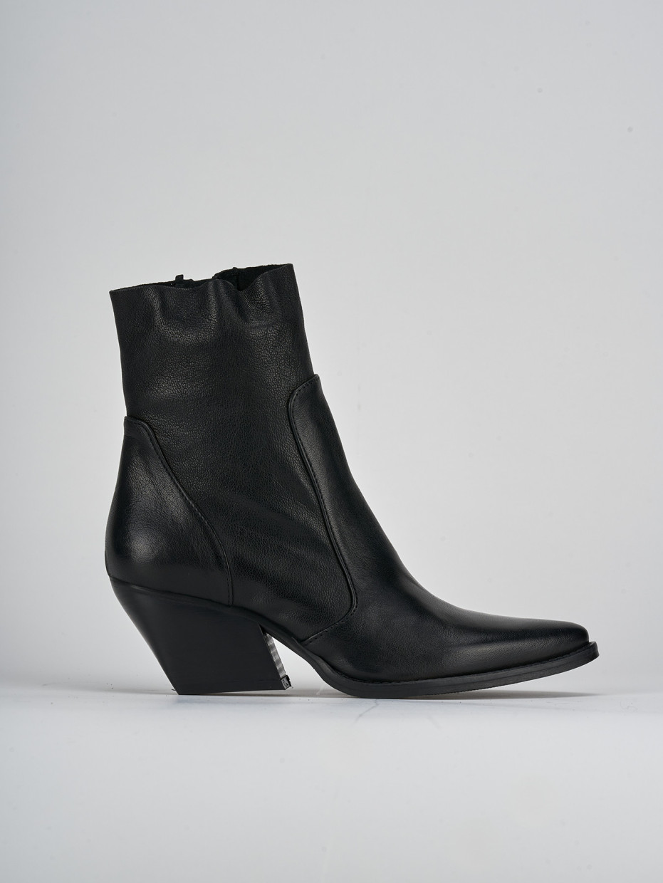 Botines de tacón alto tacón 7 cm negro cuero
