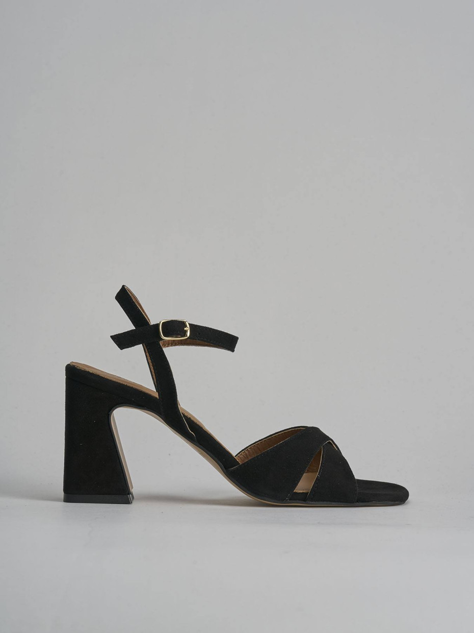 Sandalias de tacón alto tacón 8 cm negro ante