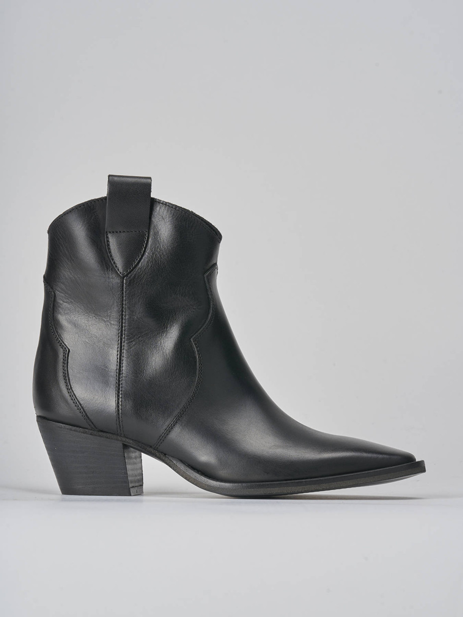 Botines de tacón alto tacón 5 cm negro cuero