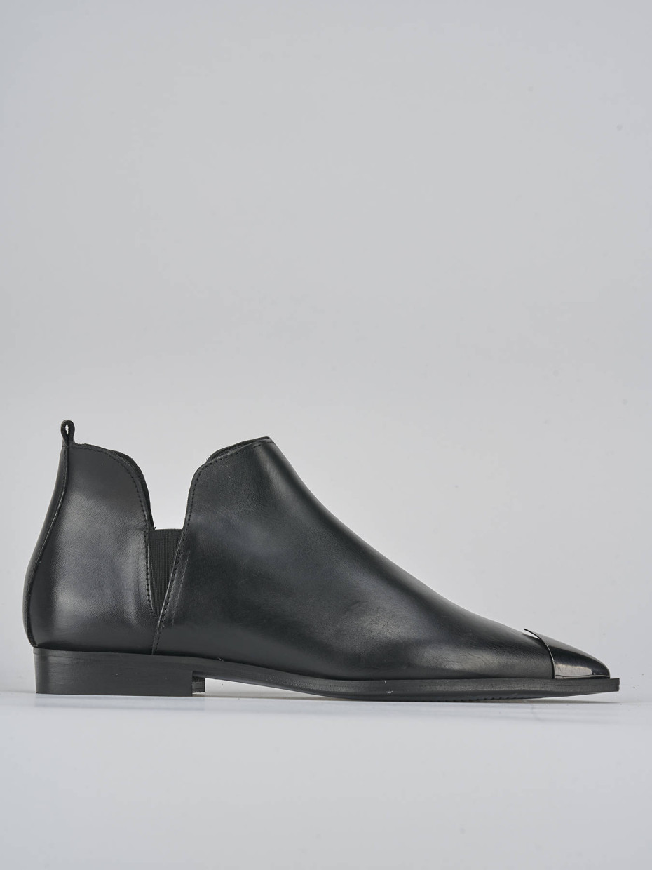 Botines de tacón bajo tacón 2 cm negro cuero