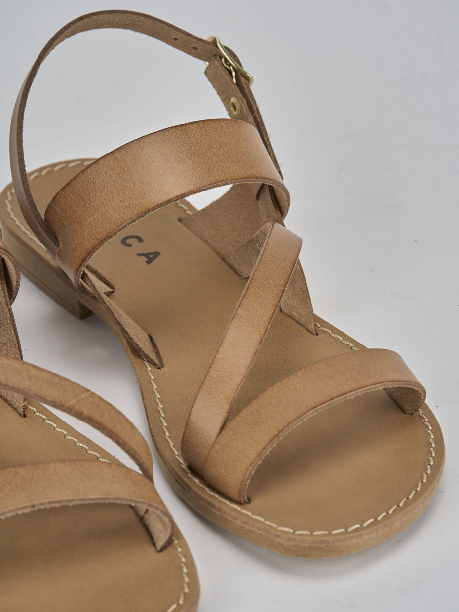Sandali tacco 1cm pelle marrone