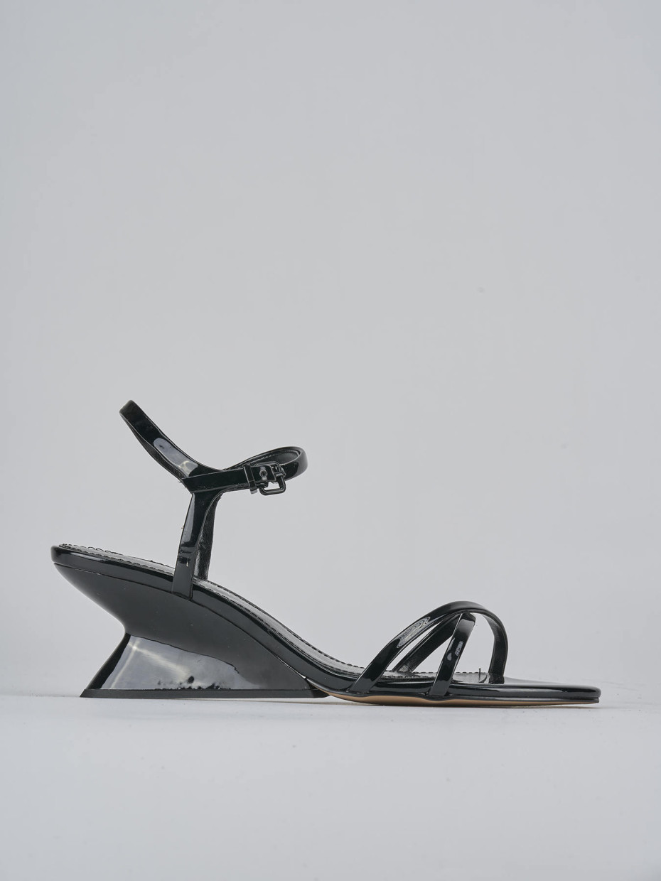 Sandalias de tacón alto tacón 5 cm negro cuero
