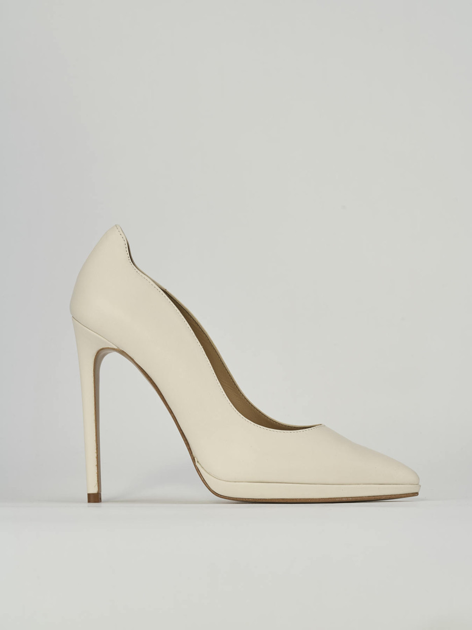 Zapatos de salón tacón 11 cm blanco cuero