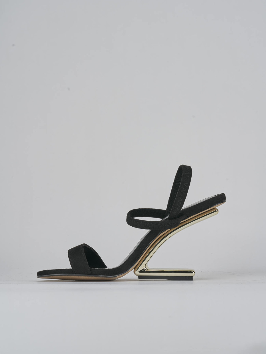 Sandalias de tacón alto tacón 8 cm negro cuero
