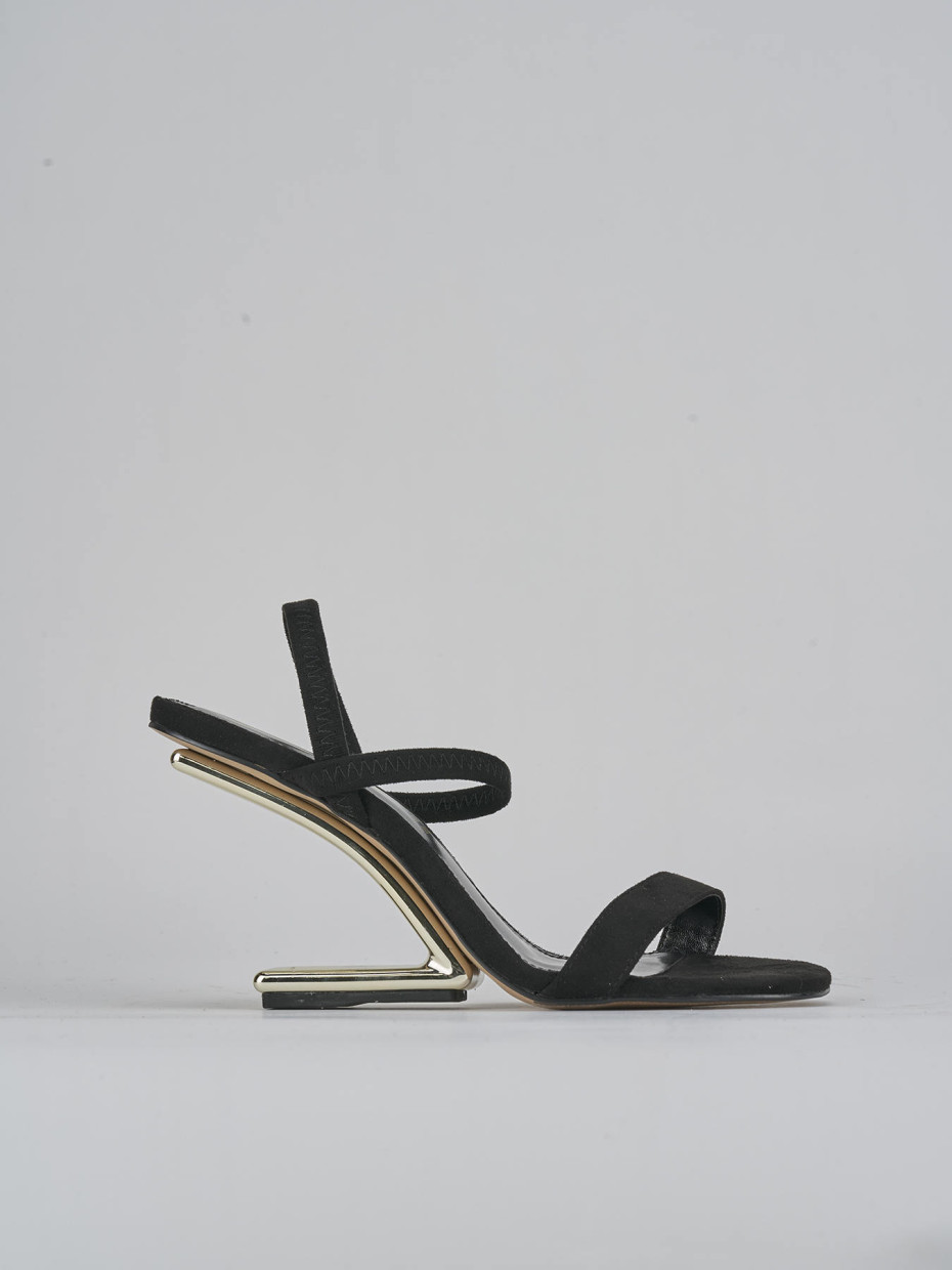 Sandalias de tacón alto tacón 8 cm negro cuero