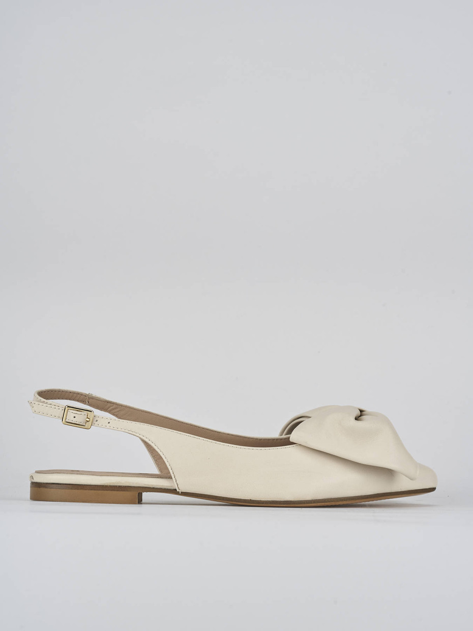 Bailarinas tacón 1 cm blanco cuero