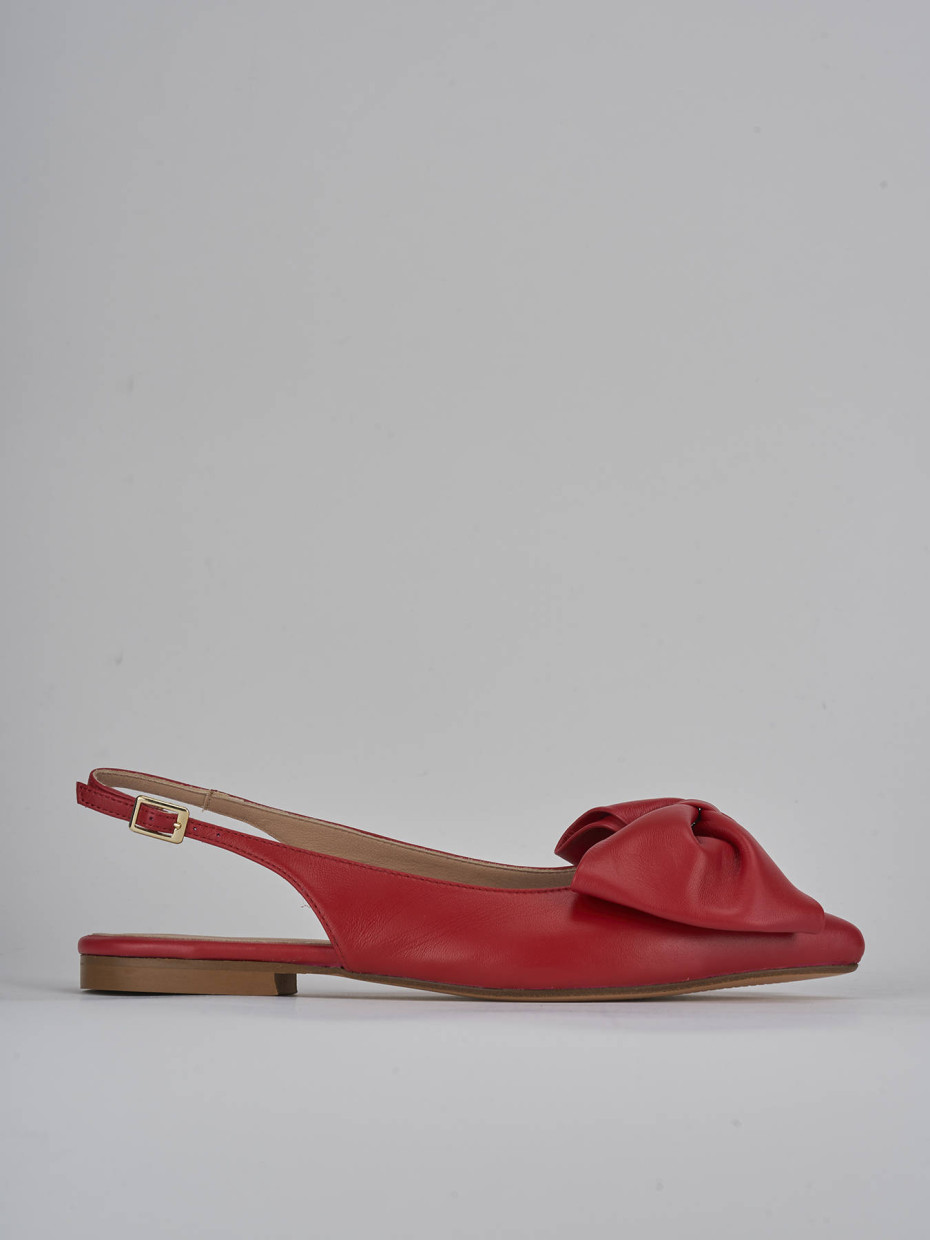 Bailarinas tacón 1 cm rojo cuero