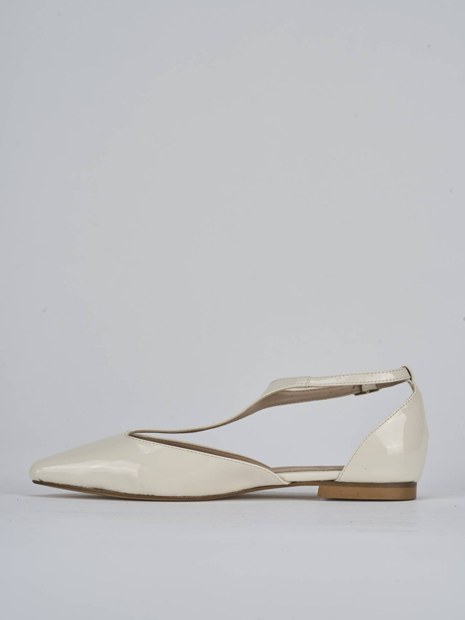 Flat shoes heel 1 cm white leather