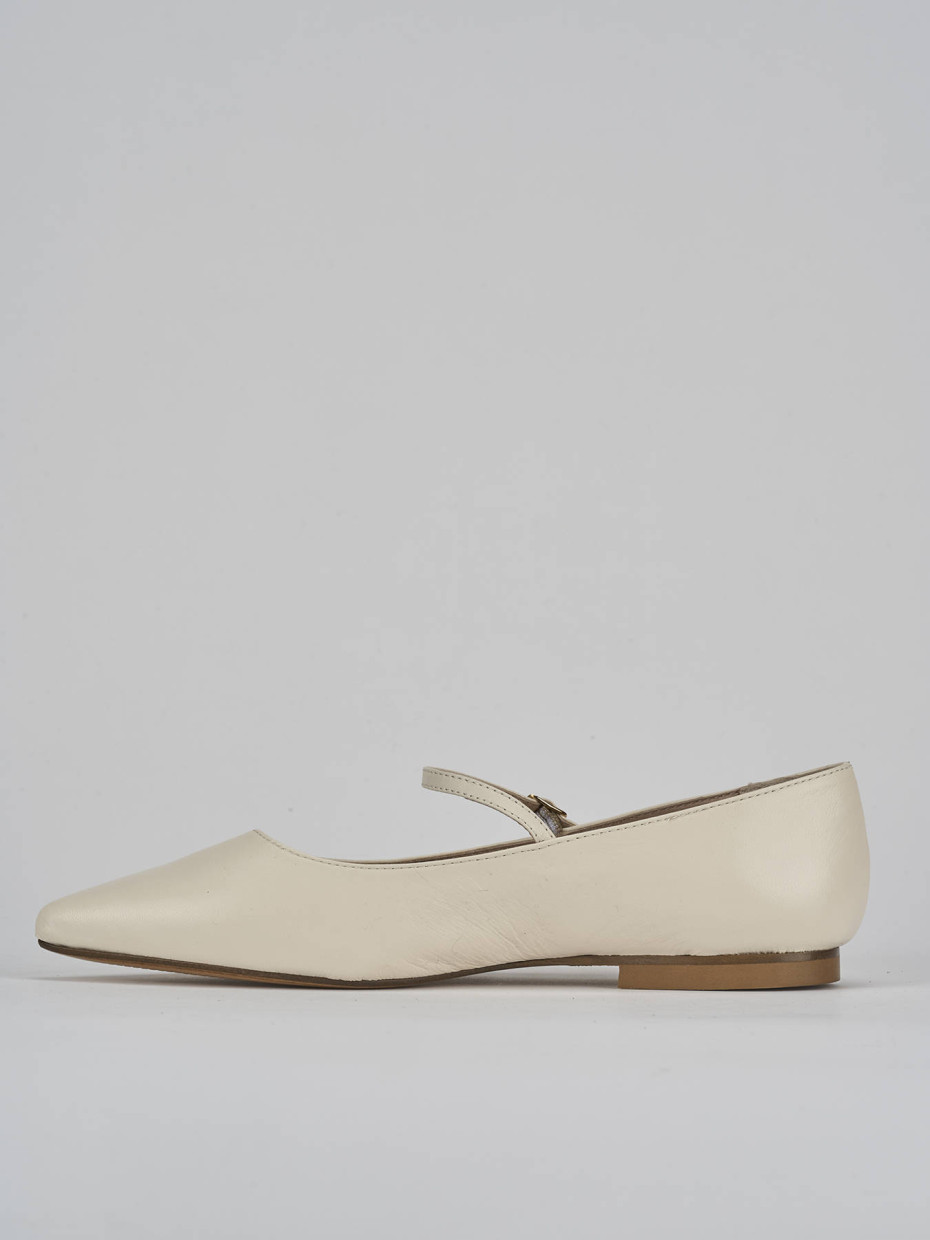 Bailarinas tacón 1 cm blanco cuero