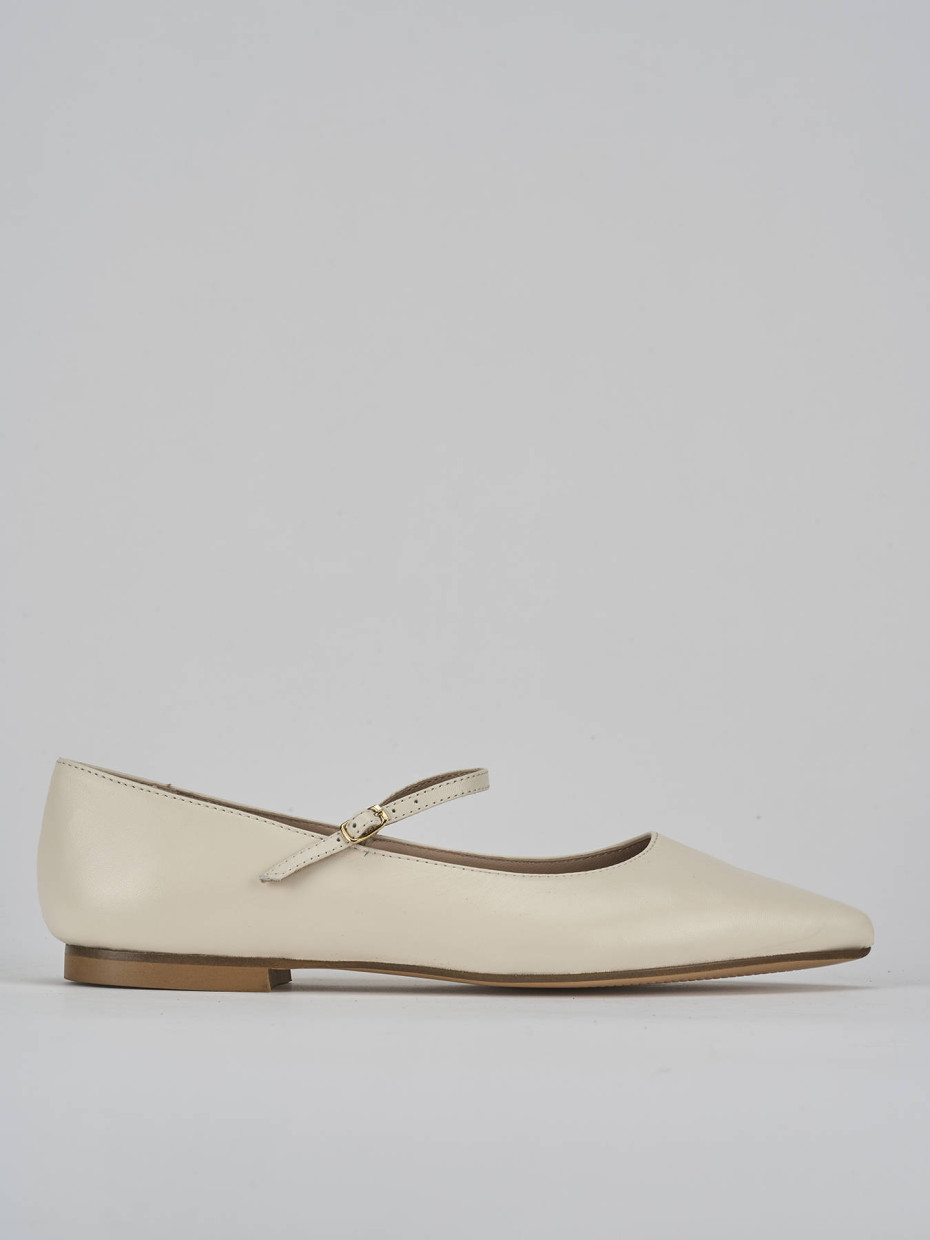 Bailarinas tacón 1 cm blanco cuero