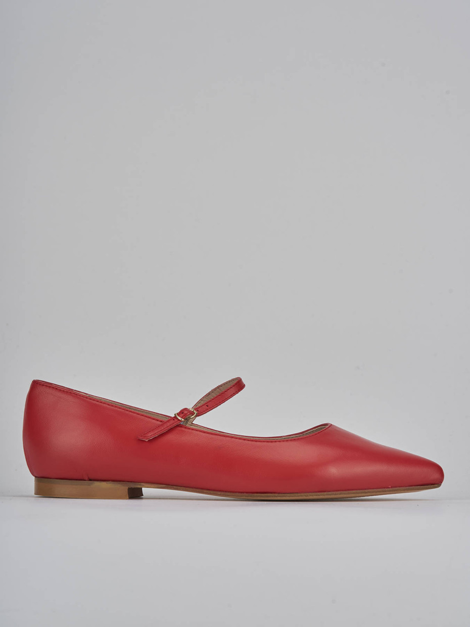 Bailarinas tacón 1 cm rojo cuero
