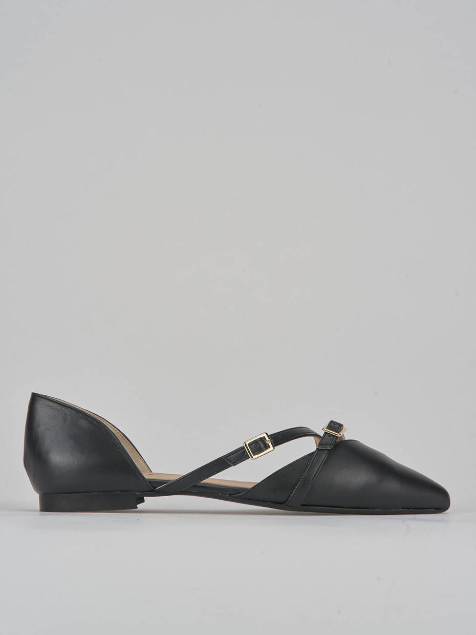 Bailarinas tacón 1 cm negro cuero