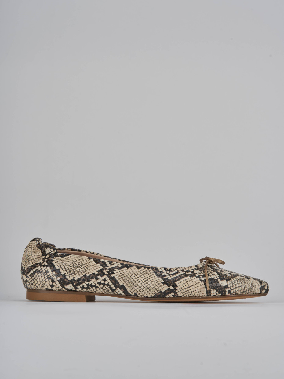 Bailarinas tacón 1 cm beis cuero