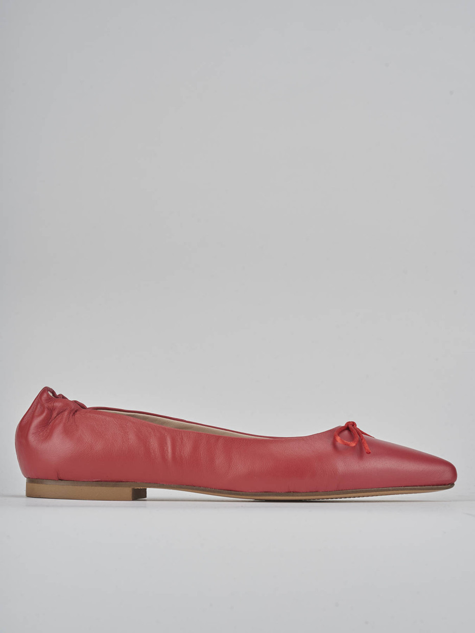 Bailarinas tacón 1 cm rojo cuero