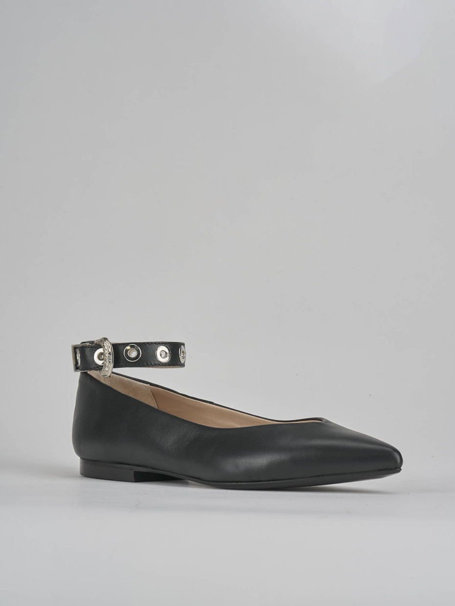 Bailarinas tacón 1 cm negro cuero