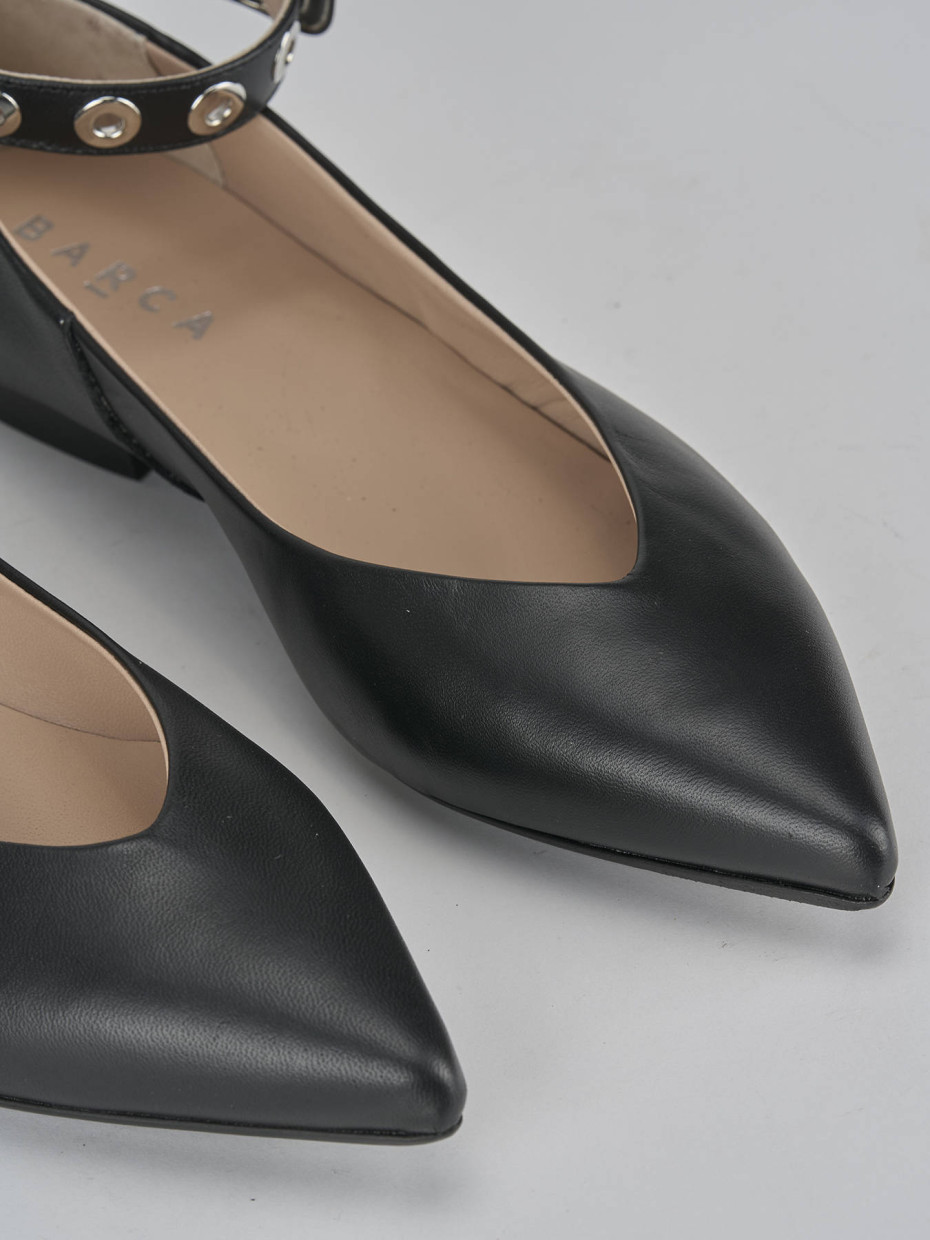Bailarinas tacón 1 cm negro cuero