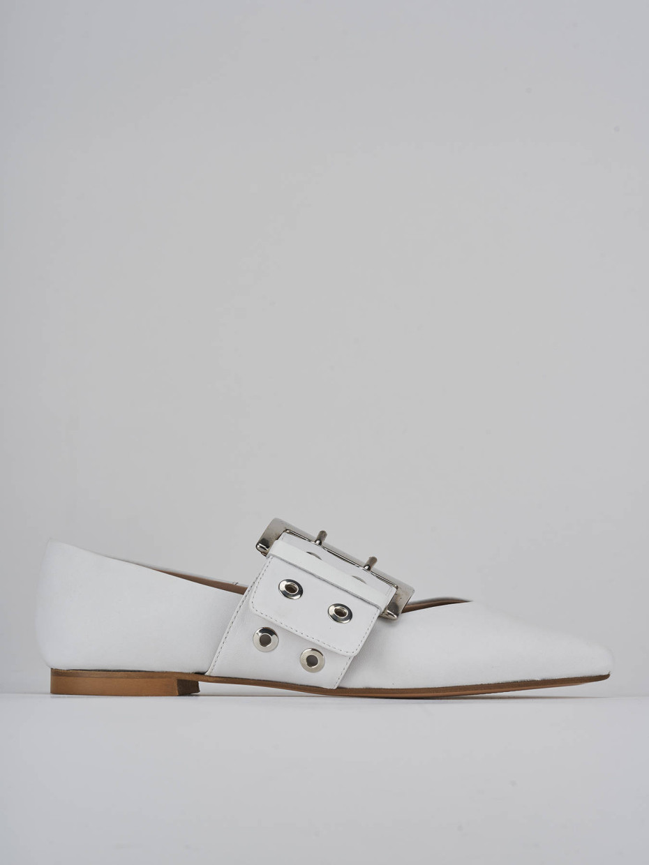 Bailarinas tacón 1 cm blanco cuero