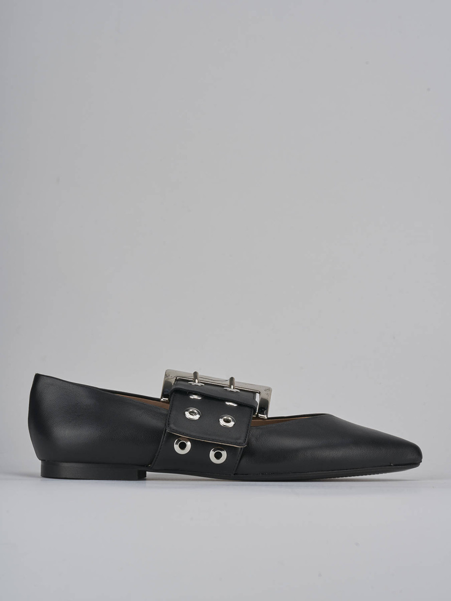 Bailarinas tacón 1 cm negro cuero