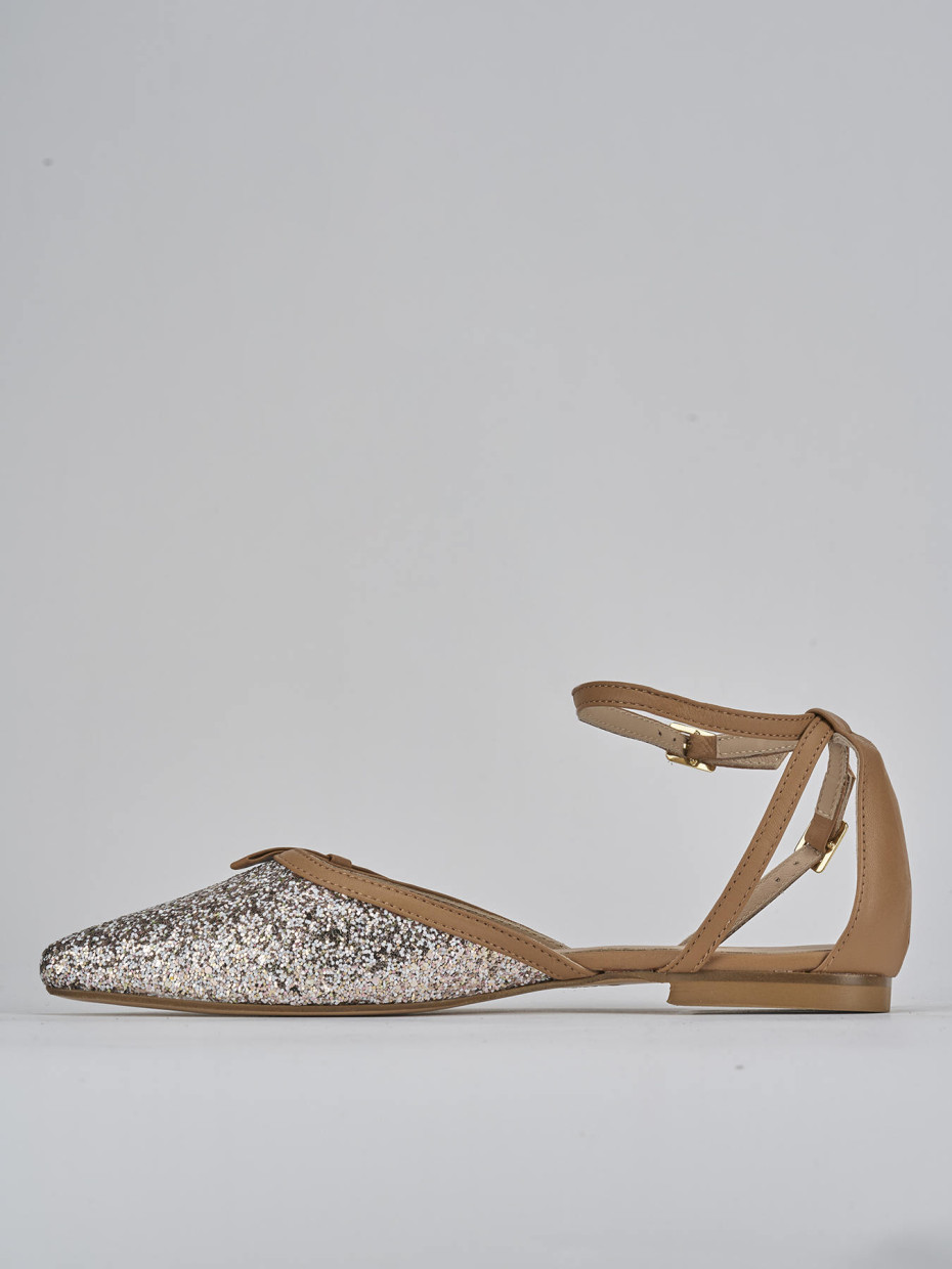 Bailarinas tacón 1 cm plata cuero