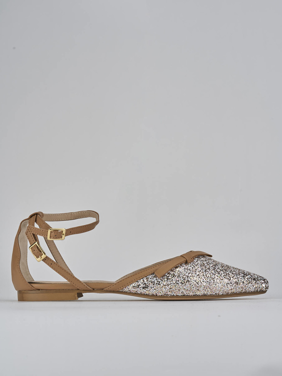 Bailarinas tacón 1 cm plata cuero