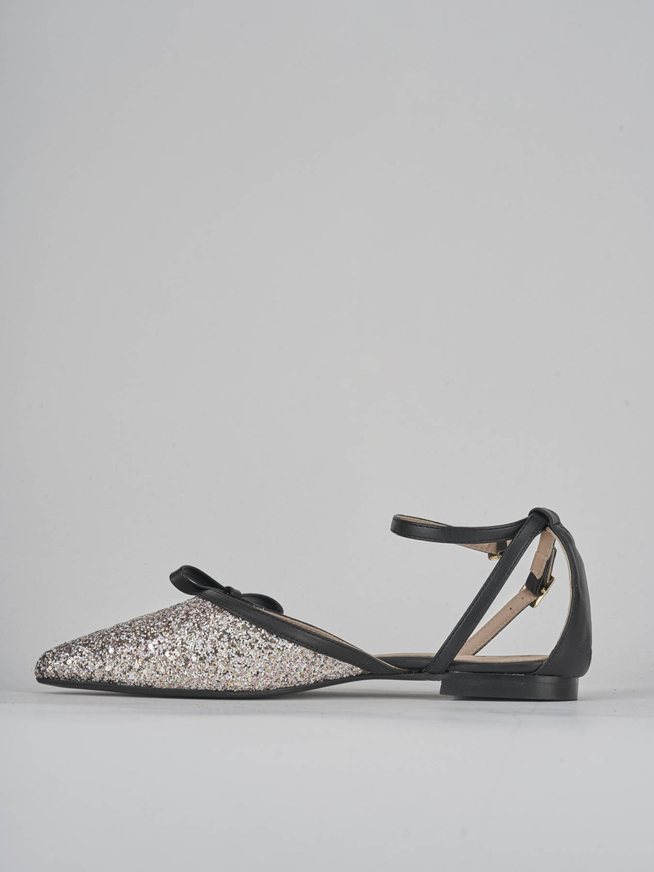 Flat shoes heel 1 cm black leather