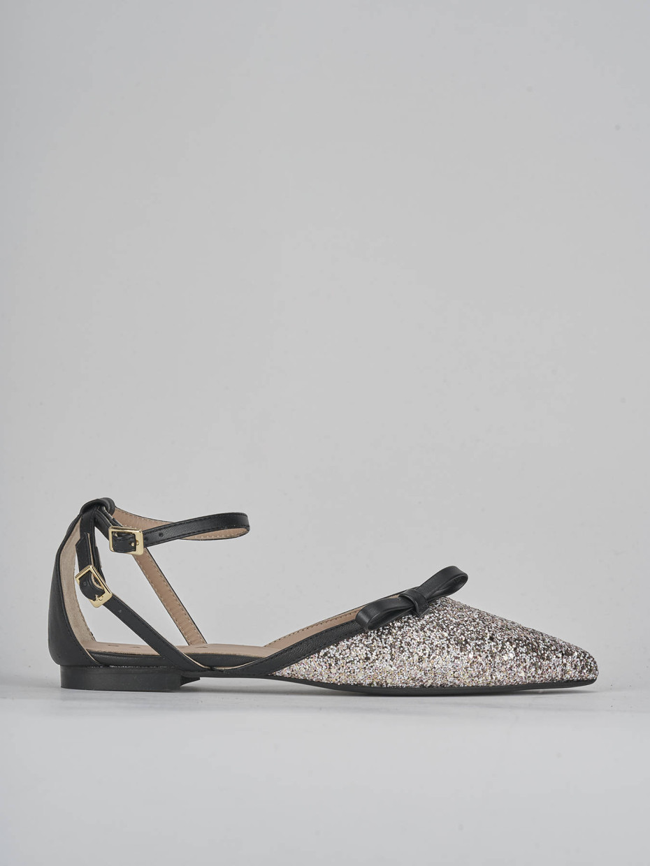 Flat shoes heel 1 cm black leather